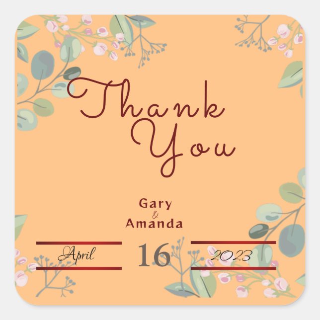 Flowers with Leaves     Square Sticker (Front)