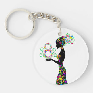 flowers woman Acrylic Keychain