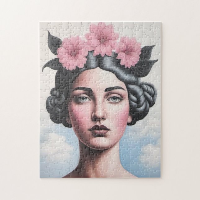 Flowers woman portrait jigsaw puzzle (Vertical)