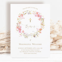  flowers wreath | Baptism Invitation