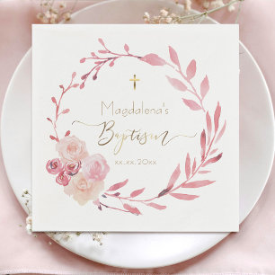 flowers wreath Baptism  Napkin