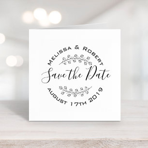 Flowers Wreath Modern Wedding Save the Date 2 Rubber Stamp