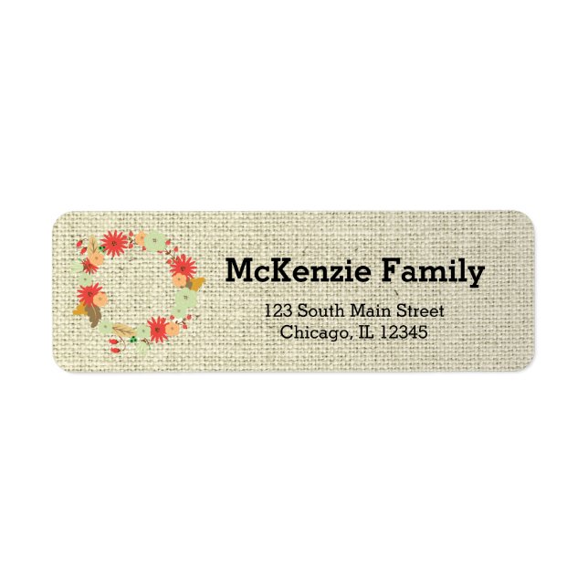 Flowers wreath return address label (Front)