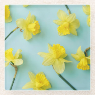 Flowers   Yellow Daffodils Glass Coaster