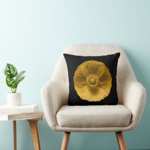 Flowers   Yellow Poppy Cushion