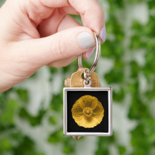 Flowers Yellow Poppy Key Ring
