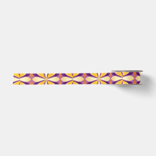 Flowers Yellow Purple Orange Satin Ribbon