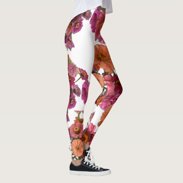 Flowers Zinnia Bouquet Maureen Girard Colourful Leggings (Right)