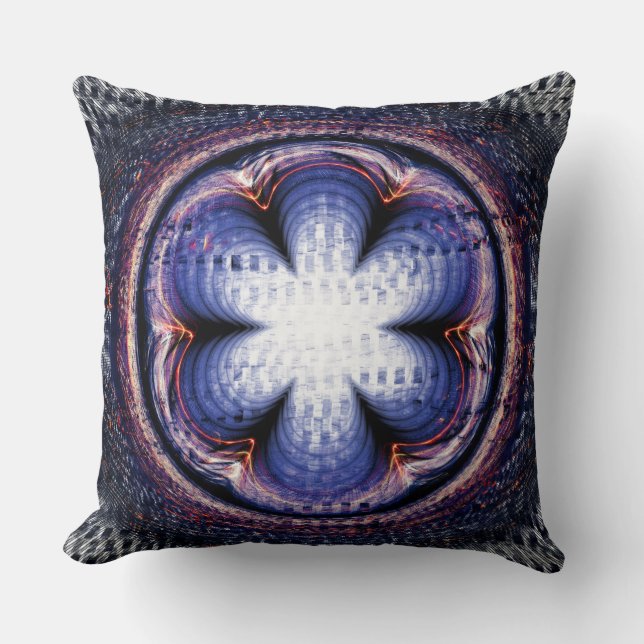 Flowery abstract blue decoration cushion (Front)