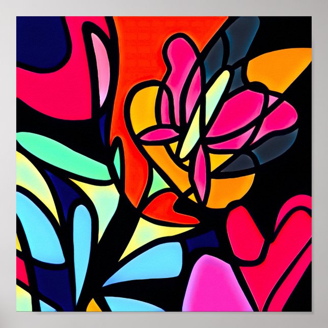 Flowery Abstract Neurographic Line Drawing Poster (Front)