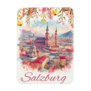 Flowery Austria capital salzburg skyline Magnet