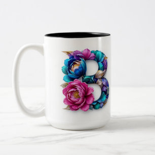 Flowery B letter coffee mug