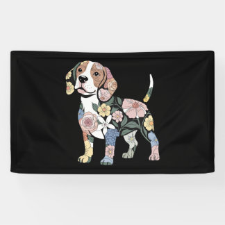 Flowery Beagle Silhuette Design Banner