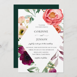 Flowery Bohemian Frame Wedding Invitation