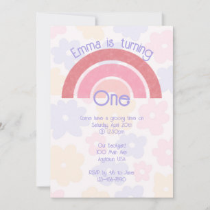 Flowery Boho Rainbow Birthday Invitation