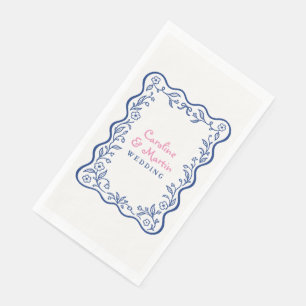 Flowery botanical garden script wedding napkin