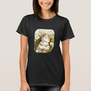Flowery Cat in Daisy Meadow for a Nice Summer Look T-Shirt