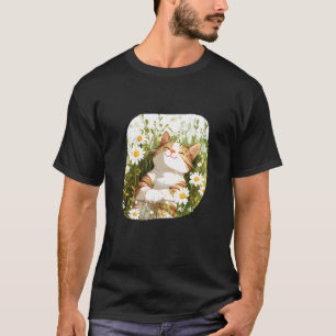 Flowery Cat in Daisy Meadow for a Nice Summer Look T-Shirt