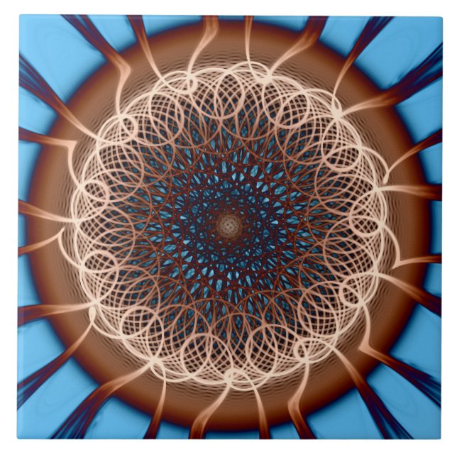 Flowery colourful visionary pattern ceramic tile (Front)