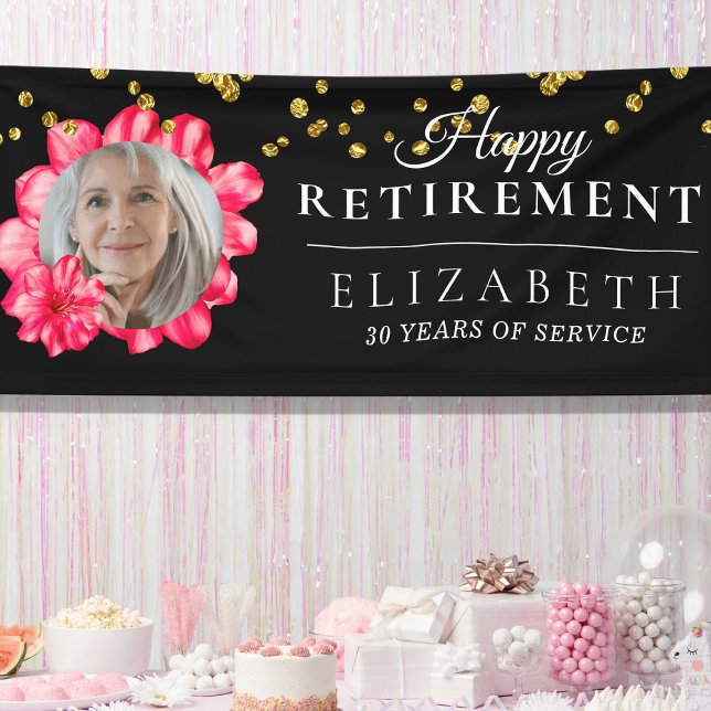 Flowery Custom Photo Retirement Party Banner (Creator Uploaded)