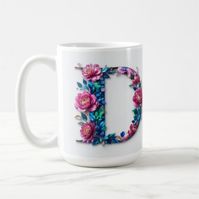 Flowery D letter coffee mug (Left)
