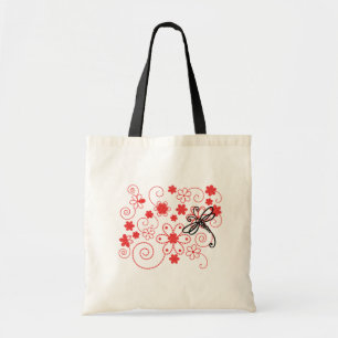 Flowery Dragonfly Art Tote Bag