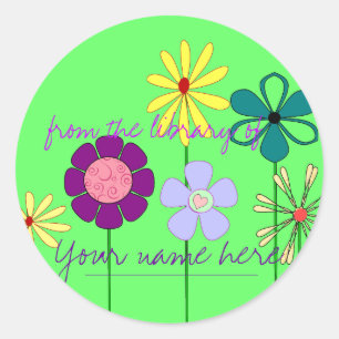 Flowery Ex Libris Bookplate Classic Round Sticker