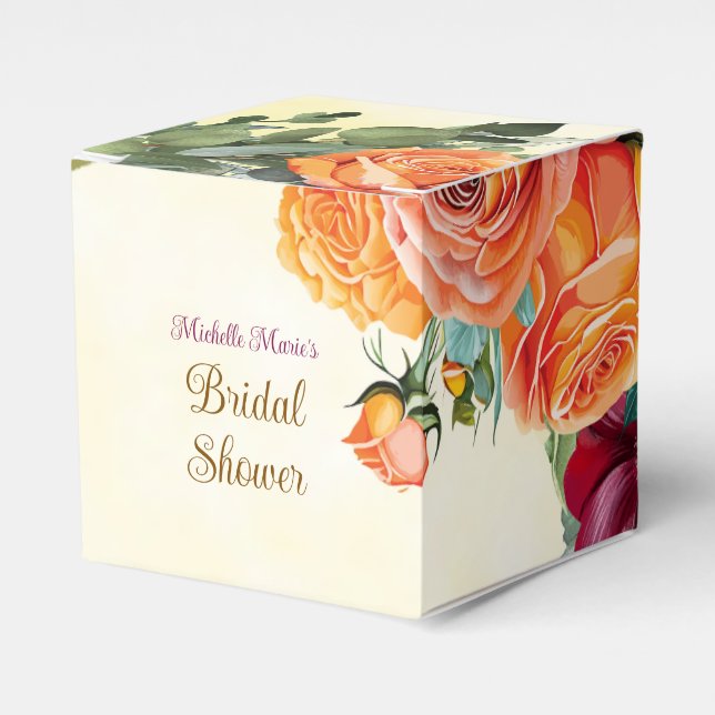 Flowery Fall Bridal Shower Favour Box (Front Side)