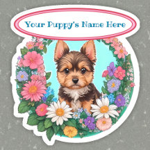 Flowery frame with cute Yorkshire custom