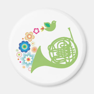 Flowery French Horn Music Gift Magnet