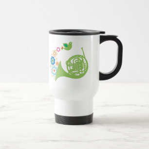 Flowery French Horn Music Travel Mug Gift