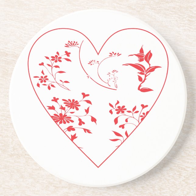 Flowery Heart Coaster (Front)