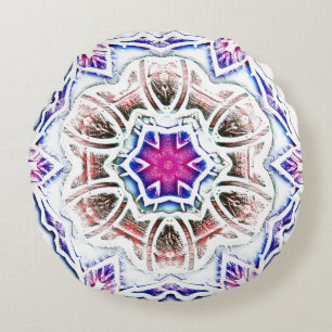 Flowery in plaster texture, soft shadow on  white  round cushion