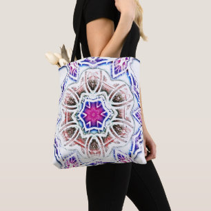 Flowery in plaster texture, soft shadow on  white  tote bag