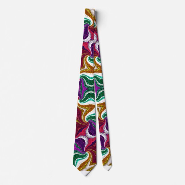 Flowery mandala embroidered with brilliant threads tie (Front)