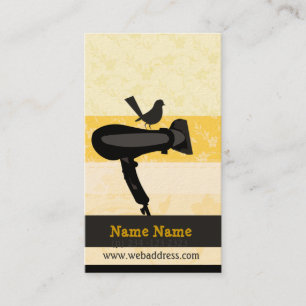 Flowery Mockingbird Hair Dryer Salon Stylist Appointment Card