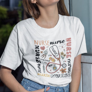 Flowery Nurse Things Stethoscope T-Shirt