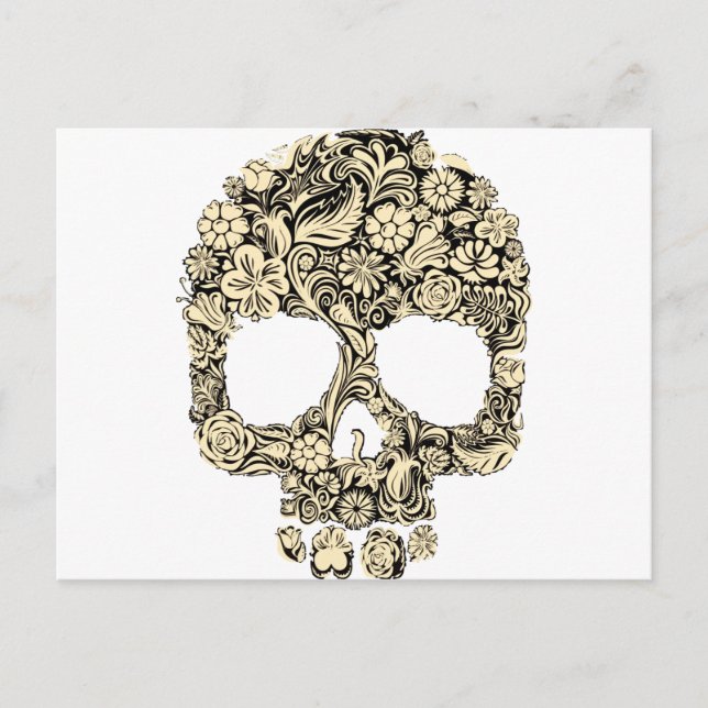 Flowery Ornate Skull Postcard (Front)