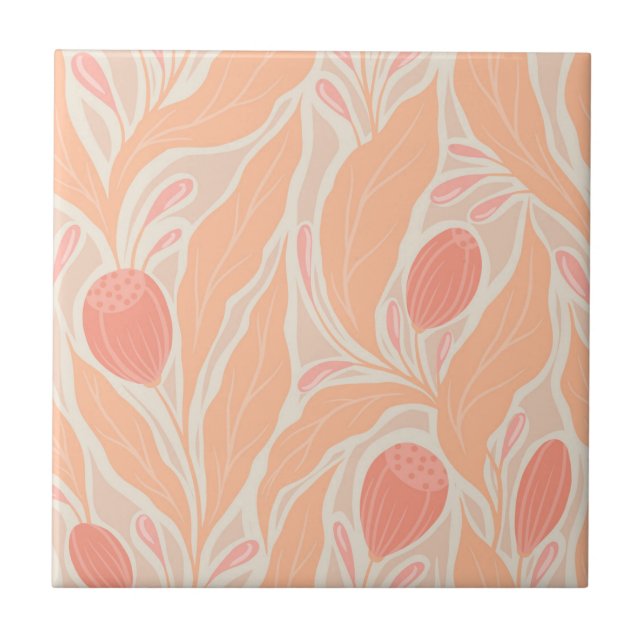 Flowery pattern ceramic tile (Front)