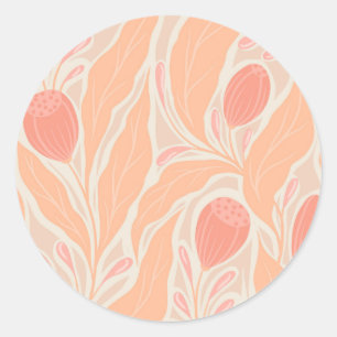 Flowery pattern classic round sticker