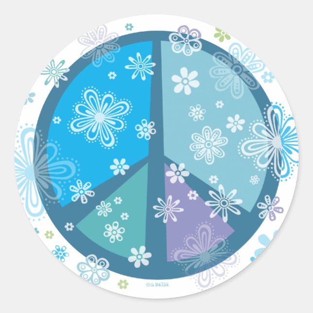 Flowery Peace sign Stickers (Front)