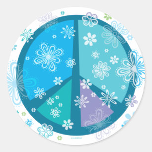 Flowery Peace sign Stickers