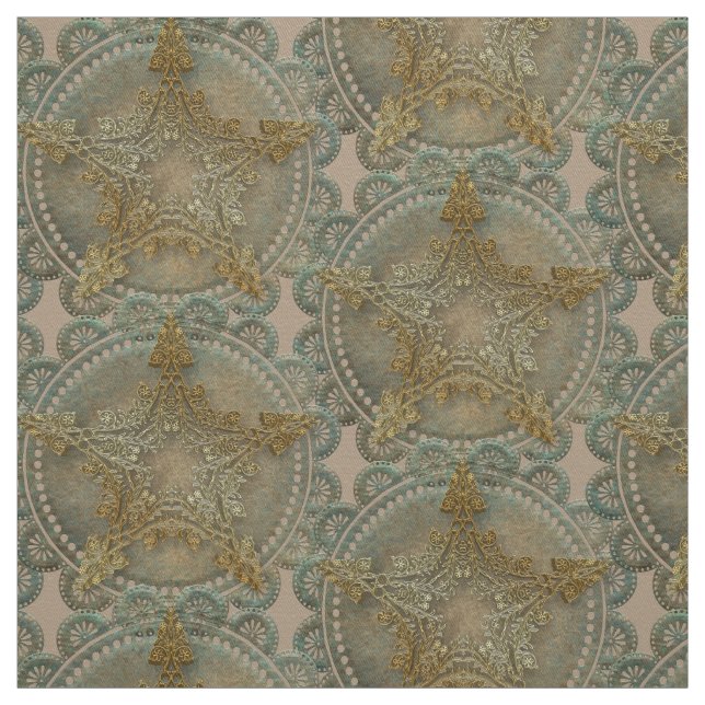 Flowery Pentacle Pagan Wiccan Fabric (Swatch)