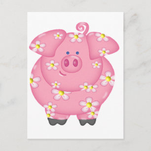 Flowery Piggie Postcard