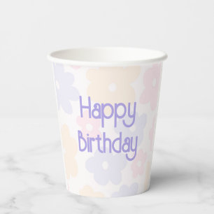 Flowery Rainbow Birthday Paper Cups