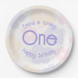 Flowery Rainbow Birthday Paper Plate