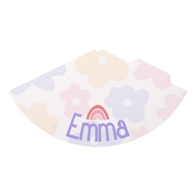 Flowery Rainbow Birthday Party Hat (Front)