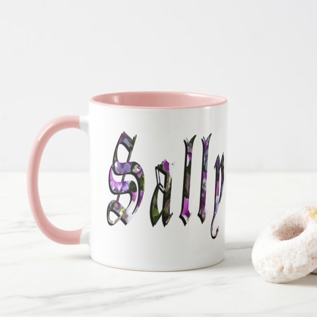 Flowery Sally Name, Mug (With Donut)
