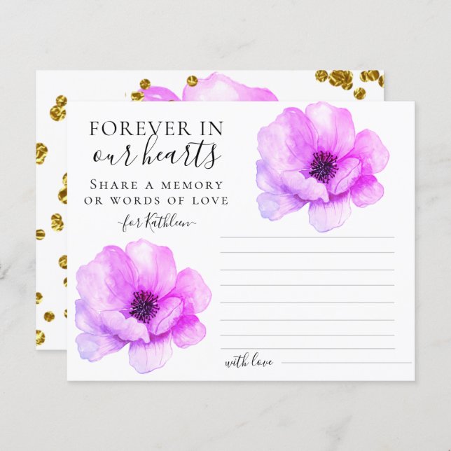 Flowery Share a Memory Funeral Attendance Card (Front/Back)
