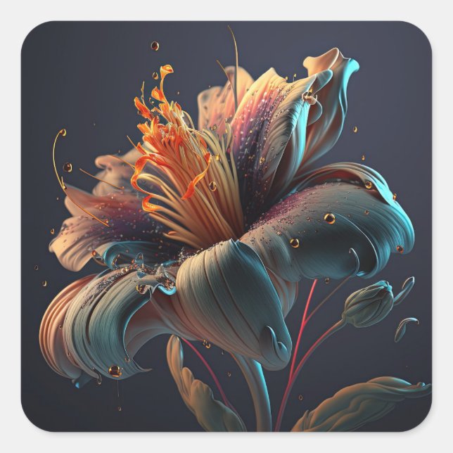 Flowery   square sticker (Front)